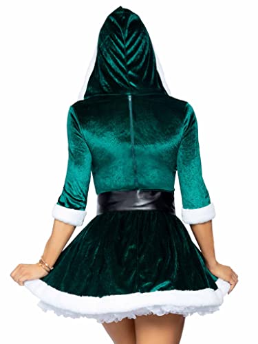 Leg Avenue Womens - 2 Piece Mrs Claus Set Velvet Hooded Dress With Belt For Christmas Adult Sized Costumes, Green, Medium Large Us #TOP1