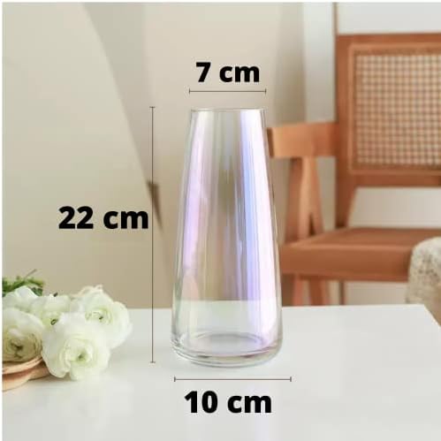Vzmiza Premium Quality Large Vase 22 cm - Exquisite Clear Flower Vase - Crystal Glass Vase for Home Decor - Vases for Flowers for Room Decor, Farmhouse - Flower Vases for Decor Centerpiece, Tall Vase