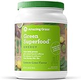 Amazing Grass Green Superfood Energy: Super Greens Powder & Plant Based Caffeine with Green Tea and Flax Seed, Nootropics Support, Lemon Lime, 100 Servings