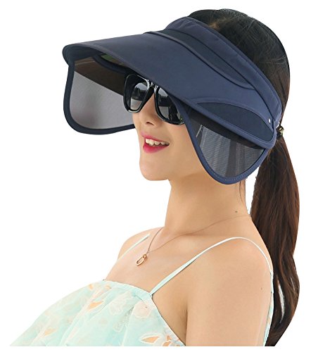 ilishop Women's Beach Sun Visor Wide Brim Hat Cap Blue Free