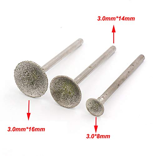 10PCS Diamond Grinding Head, shank T Shape Head Diamond Grinding Burrs Rotary Engraving Sets?2.35MM Shank Diameter?0.6mm Head Diameter?