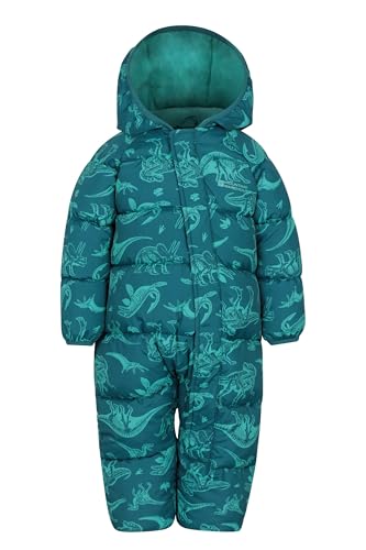 Mountain Warehouse Frosty Thick Padded Ski Suit - Half Fleece Lined,Toddler Hooded Snowsuit, Winter Printed Children Snowsuit Dark Teal (Printed) Kids Size 2-3 Years