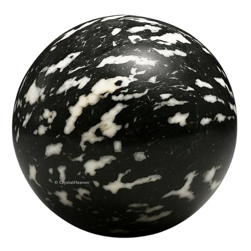 Image of Certified Black & White Tourmaline Crystal Ball for Meditation - Premium Crystal Vastu Items for Home and Feng Shui Items for Good Luck - Ideal for Pooja Supplies and Spiritual Practices (1.5 inch Inch)