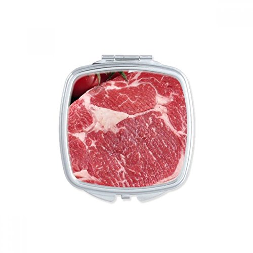 Miroir de poche carré steak de viande rouge compact pour maquillage - 2