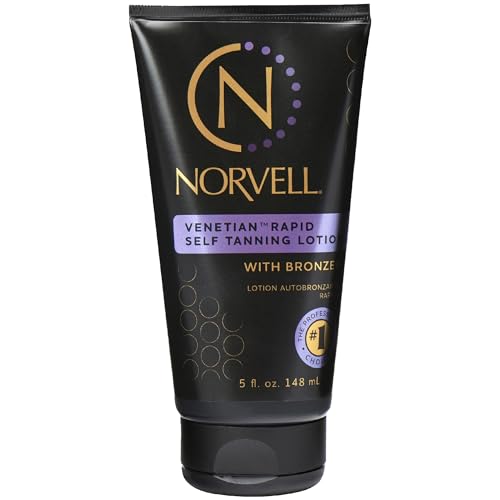 Norvell Venetian Rapid Sunless Self Tanner Lotion 5 fl oz – Professional Fast Acting Self Tanning Cream for Natural Bronze Glow, Streak Free, Long Lasting, Anti Orange Fake Tan
