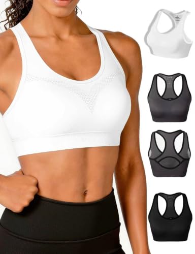 Image of Match Women's Seamless Racerback Sports Bra with Removable Pads Strappy Workout Bra Top for Yoga Gym Running Fitness (New Size)