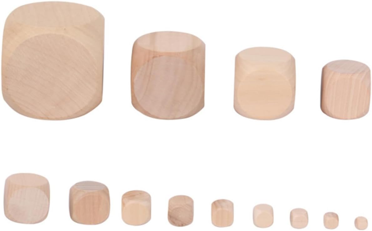 Gadpiparty 12Pcs Wooden Blank Dice Set Six Sided Craft Blocks for DIY Projects Puzzle Making and Fun Games Durable Wood Material for Creative Activities