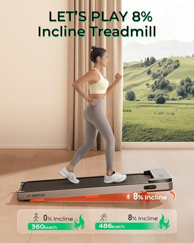 Image of LET'S Play Mini Walking Pad 3HP Peak | Under Desk Treadmill for Home with Extra Wide Surface, 8% Manual Incline, 110kg Max Weight with Remote | Ready to Use, No Assembly