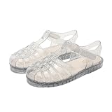 TANDEFLY Jelly Sandals for Girls,Closed Toe Princess Costume Summer Dress Shoes Fisherman Water Beach Rubber Sole Flat Sandals for Toddler Little Kid Big Kid