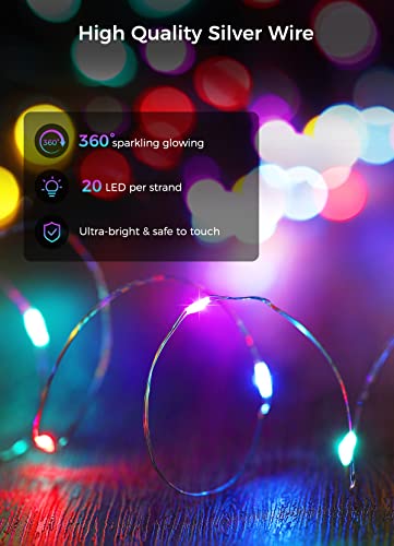 Image of Brightown 12 Pack Easter Day Pastel LED Fairy Lights Battery Operated - Waterproof Silver Wire 7 ft 20 LED Firefly Lights for Easter Day Decor DIY Craft Party Bedroom