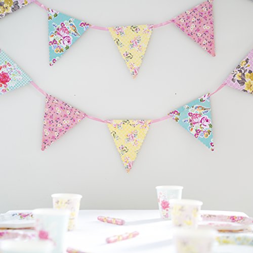 Vintage Bright Floral Paper Bunting Garland With Triangle Pennants, 13Ft | Truly Scrumptious | Decoration For Birthday, Garden Party, Afternoon Tea, Baby Shower, Bedroom Décor, Daughter, Girls #TOP1