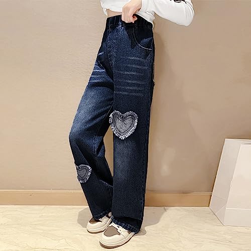 Kids Heart Baggy Jeans Wide Leg Patchwork 𝐘2K Streetwears High Waist Straight Leg 𝐏retty Denim Pant with Pokets4