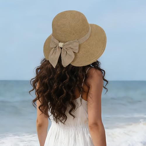 Sombrero de playa para niñas verano paja plegable miniatura 7