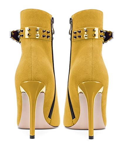 NobleOnly Women Stiletto High Heel Pointed Toe Ankle Boots Short Bootie Slip-on Zipper Dress Sexy Party 3.9 Inches Heels Boots4