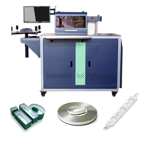 US Stock Automatic CNC Channel Letter Bender Bending Machine for Aluminum + 110mm(4.3") x 100m(328ft) White Aluminum Coil Strips Trim Cap with PC&Foam + 200pcs Waterproof LED module