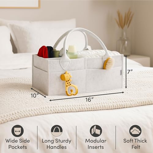Image of PUTSKA Baby Diaper Caddy Organizer - Nursery Storage Basket for Diaper Station, Baby Basket Shower List and Registry Gift Must-Haves, Newborn Essentials, Nursery Decor for Boy or Girl - White, XL