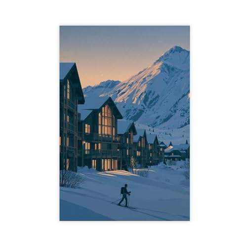 Ski Resort Snow Cabin Canvas