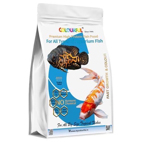 COLOURFUL AQUARIUM Colourful High Protein Fish Food For Tropical And Pond Fish | Aquarium Fish Food For Adult Small & Medium Tropical Fishes (4Mm Pellets, 450G)