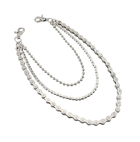 Zeckos WC-123 Triple Strand Chrome Bike Chain Link Plated Jeans Chain Wallet cover