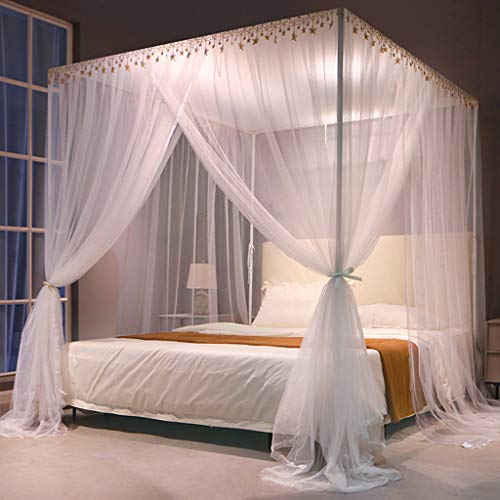 HDSDVNON Dosel De Lujo For Cama con Mosquitero De 4 Postes Y Cubierta Antipolvo: Elegante Dosel For Cunas, Camas Individuales O Queen, Ideal For Dormitorios(#4,#13)