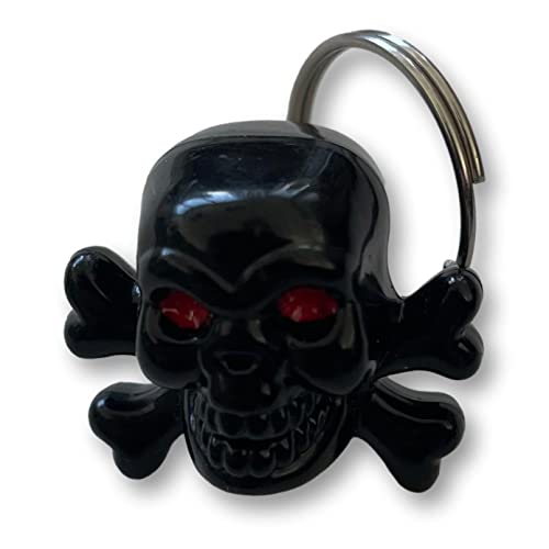 KUSTOM66 Porta-chaves de caveira com osso, preto, pequeno, Preto, Moderno
