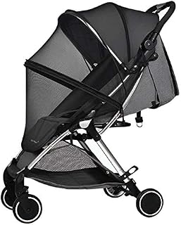 Universal Mosquito Net For Pram Pushchair Stroller Buggy Cot Bassinet Black Insect Net Fly Bug Net Protection Cover Full-Wrapped Installation with Elastic Band Zipper Opening And Closing Shed Support