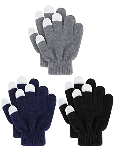3 Paar Kinder Winterhandschuhe - Warme Strickhandschuhe Für Mädchen 3-7 Jahre