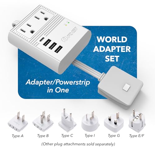 image for OREI Travel Adapter Power Strip, International Plug for Worldwide Wall