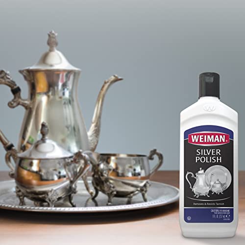 Weiman Silver Cleaner And Polish - 8 Ounce With Polishing Cloth - Ammonia Free - Polish Silver Jewelry Sterling Silver Antique Silver Gold Brass Copper And Aluminum #TOP5