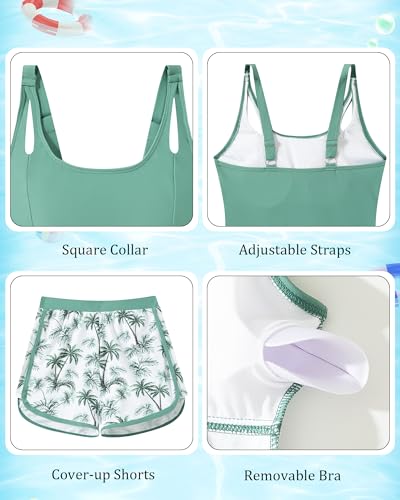Image of TUONROAD Girls 3pcs Tankini Swimsuit Size 11-16 Bathing Suits for Teens