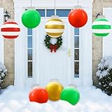 8 Pack Large Outdoor Christmas Decorations, Weatherproof Inflatable Christmas Balls for Yard, Patio, or Front Door, Perfect Inflatable Ornaments Outdoor for Holiday DΓ©cor (9 Inch Balls)