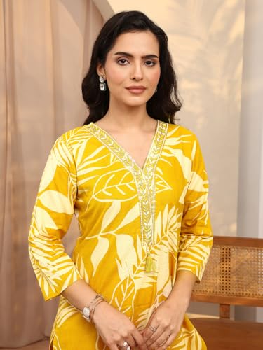 Image of Libas Printed Cotton Blend Straight Kurta Set for Women | daily wear suit