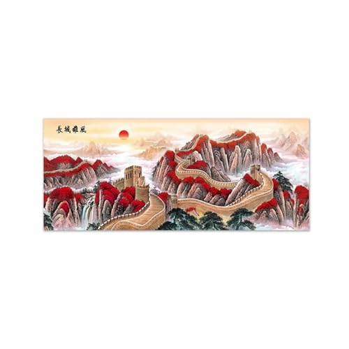 Tableau sur toile style chinois paysage automne 60x150cm pour salon