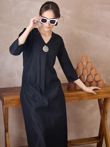 Image of INDO ERA Women's Viscose Solid A-Line Calf Length Kurta & Pant Set (IESTR12352)