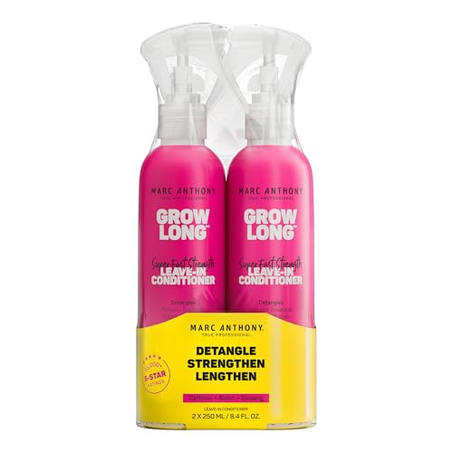 Marc Anthony Leave-In Conditioner Spray & Detangler, Grow Long Biotin, 2-pack - Anti-Frizz Deep Conditioner For Split Ends & Breakage - Vitamin E, Caffeine & Ginseng for Curly, Dry & Damaged Hair