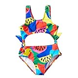 Baby Girl Swimsuit Toddler Summer Sleeveless Watermelon Leaves Prints Swimwear Swimsuit Bikini Fashion (Blue, 2-3 Years)