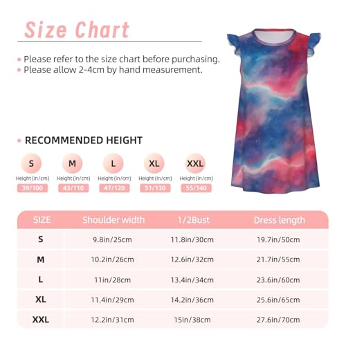 Flutter Sleeve Nightgown Pajama Gown Dreamy Sky Art Easy Pull-On Sleepwear Nightdress3