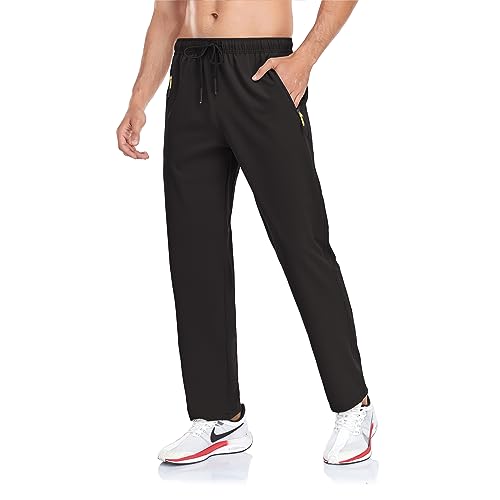 Rapoo Pants For Men Men'S Workout Athletic Hiking Sweatpants Joggers Pants Elastic Waist Jogging Running Pants For Men With Zipper Pockets 05 Black S thumb #1