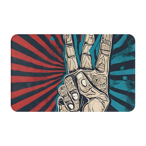 Rock and Roll Print Living Room Bathroom Kitchen Anti Slip and Absorbent Carpet, Indoor Entrance Door Muddy Floor Mat, Ultra Soft Washable Carpet 21x31.5 Inches