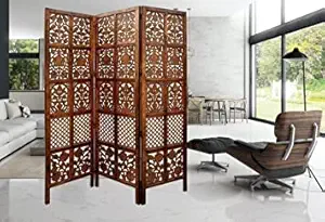 STAR WOODEN HANDICRAFTS Wooden Partition for Living Room,Divider 3 Panels,Partition Wall Divider,Wooden Screen Separator, Wall Panel Divider for Hall | Bedroom |Office | Restaurant (Brown)