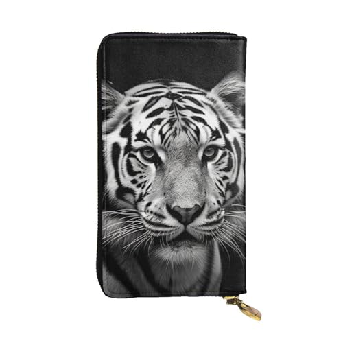 Porte-téléphone et portefeuille femme grande capacité en cuir motif tigre
