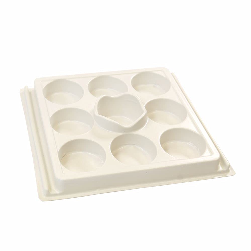 3 Ace Crafts 8 Well Desk Palette and 1 Water Pot Plastic Paint Palette Tray for Kids & Adult Painting Holder Paint Mixing Palette for Watercolour Oil Painting Art Work Ink Paint Pads