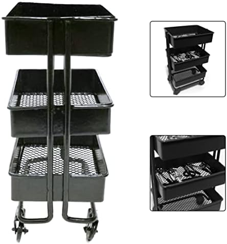 Eyccier Doll House Storage Trolley Cart 3 Tier Kitchen Bathroom Rack with Wheels Mobile Shelves