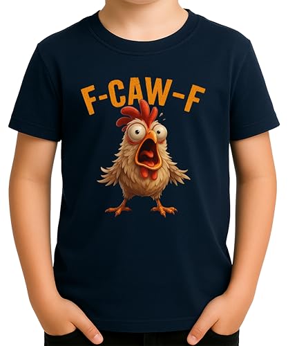 F-CAW-F - Maglietta per bambini con motivo a fumetto, divertente umorismo, blu navy, 152