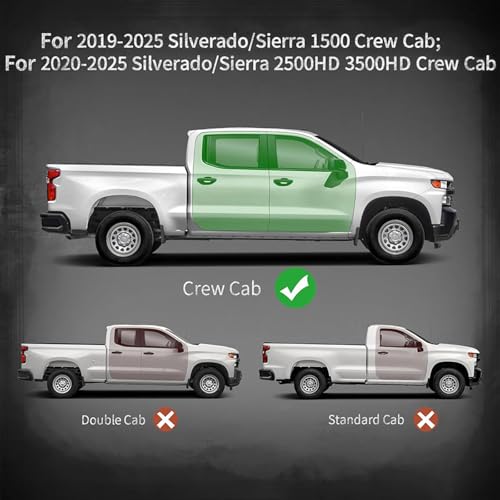 FASTAGEI Crew Cab Running Boards Side Steps Compatible with 2019-2025 Chevy Silverado&GMC Sierra 1500/2020-2025 Chevrolet Silverado/GMC Sierra 2500/3500 HD, 700LBS Capacity Carbon Steel(Black & Red) — view 3