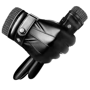 Gant en Cuir pour Hommes - Mitaines Homme Hiver en Cuir de Conduite - Tactiles et Stylés (2pcs)