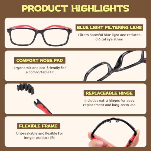 Image of BiBiBear Bluelight Kids Glasses Unbreakable Glasses | TR90 Frame for New Year Gifts, 360 Flexible, Lightweight & Safe Eyeglasses for Kids Age 2-15