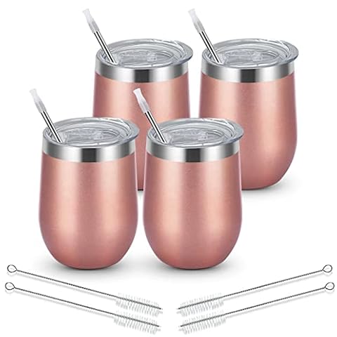 Livole 12oz Double Wall Wine Tumbler Set Cover