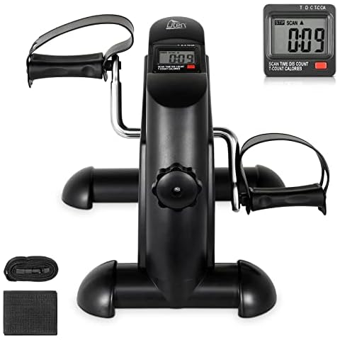 Uten Mini Exercise Bike, Under Desk Bike Pedal Exerciser, Under Desk Bike, Arm & Leg Peddler Machine with LCD Screen Displays, Portable Cycle (Cool Black) Cover