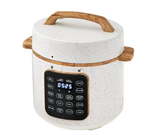 Pioneerr Woman 6 Qt Pressure Cooker with Touch Control Display, Linen Speckle